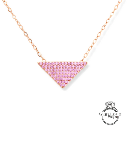 Collana triangolare con pavé di diamanti, ciondolo a forma delicata, collana geometrica, collana Moissanite, gioielli con pietre portafortuna, regalo per lei, minimalista