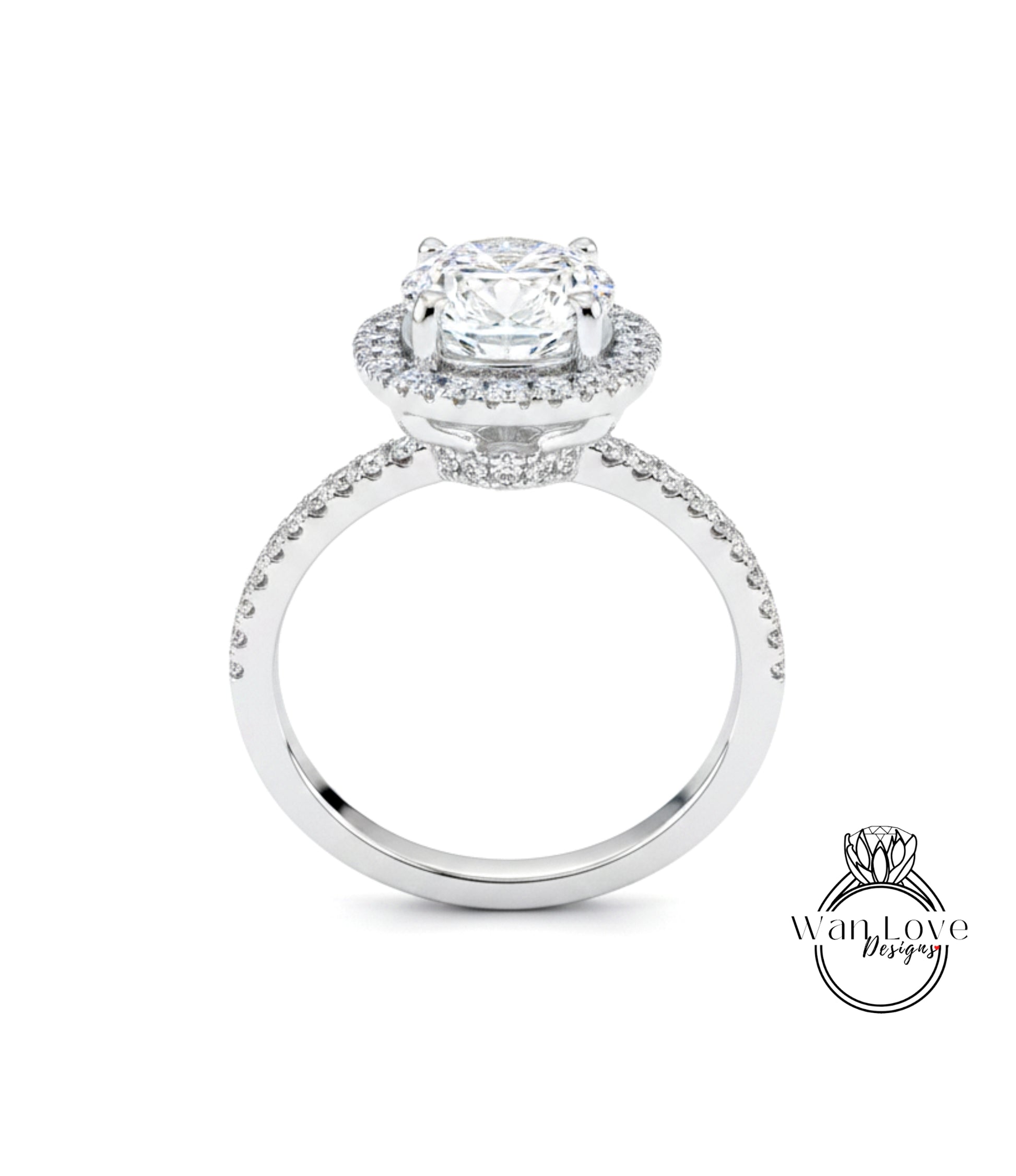 A beautiful diamond engagement ring with a large central diamond surrounded by smaller diamonds on the band.