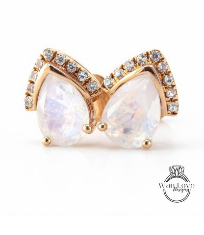 Orecchini a perno con pera semi-castello in zaffiro bianco art deco Orecchini a perno con pera da 2 ct in oro bianco con zaffiro, regalo per anniversario di matrimonio, pronto