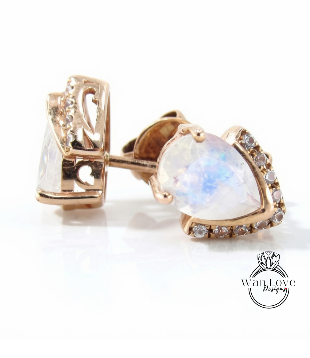 Orecchini a perno con pera semi-castello in zaffiro bianco art deco Orecchini a perno con pera da 2 ct in oro bianco con zaffiro, regalo per anniversario di matrimonio, pronto