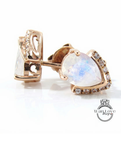 Orecchini a perno con pera semi-castello in zaffiro bianco art deco Orecchini a perno con pera da 2 ct in oro bianco con zaffiro, regalo per anniversario di matrimonio, pronto
