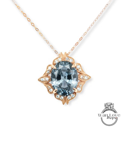 A necklace with a large blue gemstone as the centerpiece, surrounded by an ornate gold design.