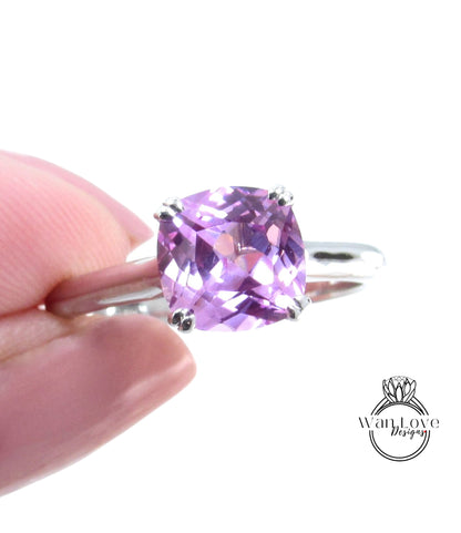 Anello solitario con cuscino da 2,5 3 CT | Anello con zaffiro rosa cuscino | Anello in argento | Anello nuziale | Cuscino Zaffiro Rosa | Anello pronto per la spedizione