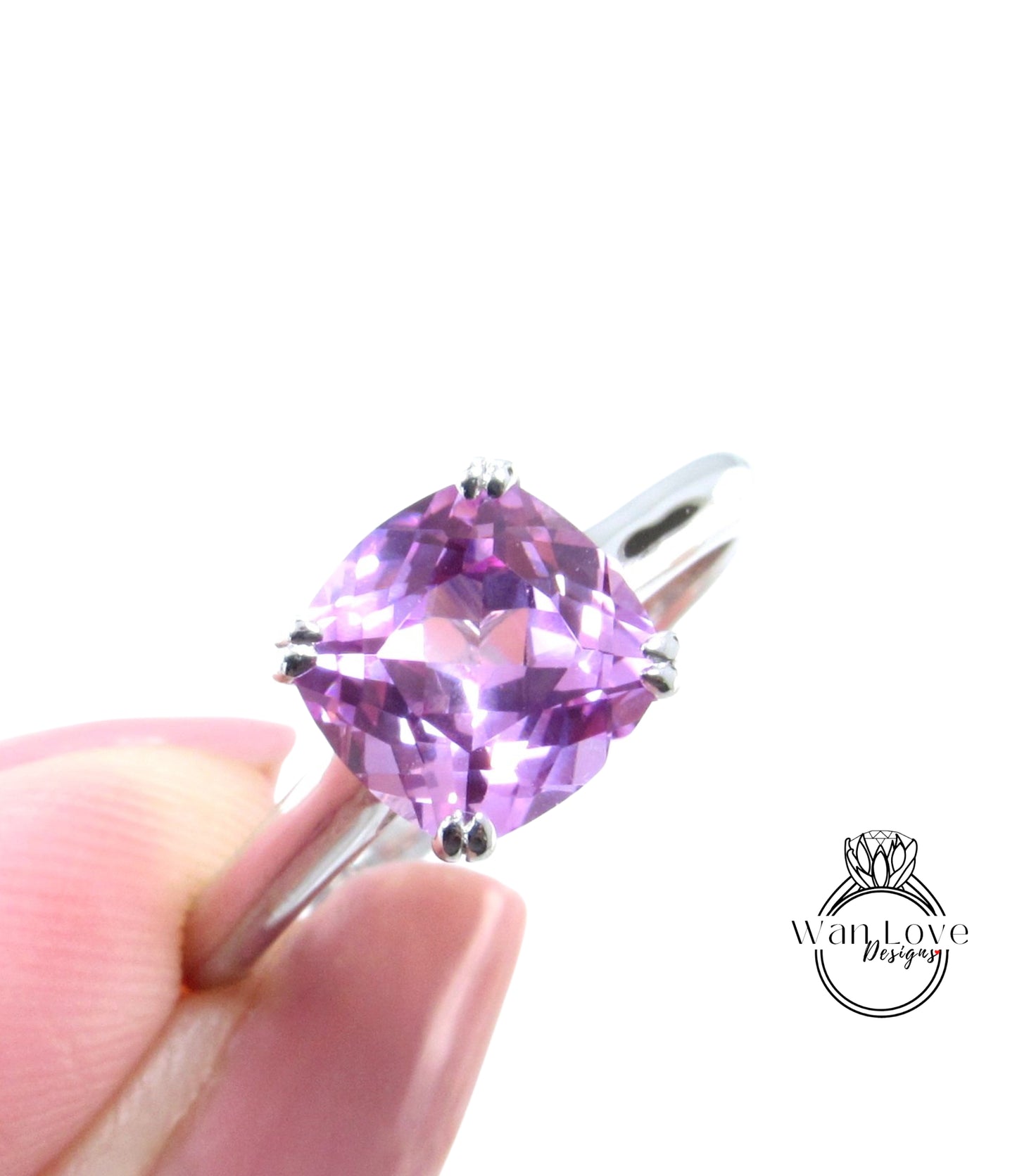 Anello solitario con cuscino da 2,5 3 CT | Anello con zaffiro rosa cuscino | Anello in argento | Anello nuziale | Cuscino Zaffiro Rosa | Anello pronto per la spedizione