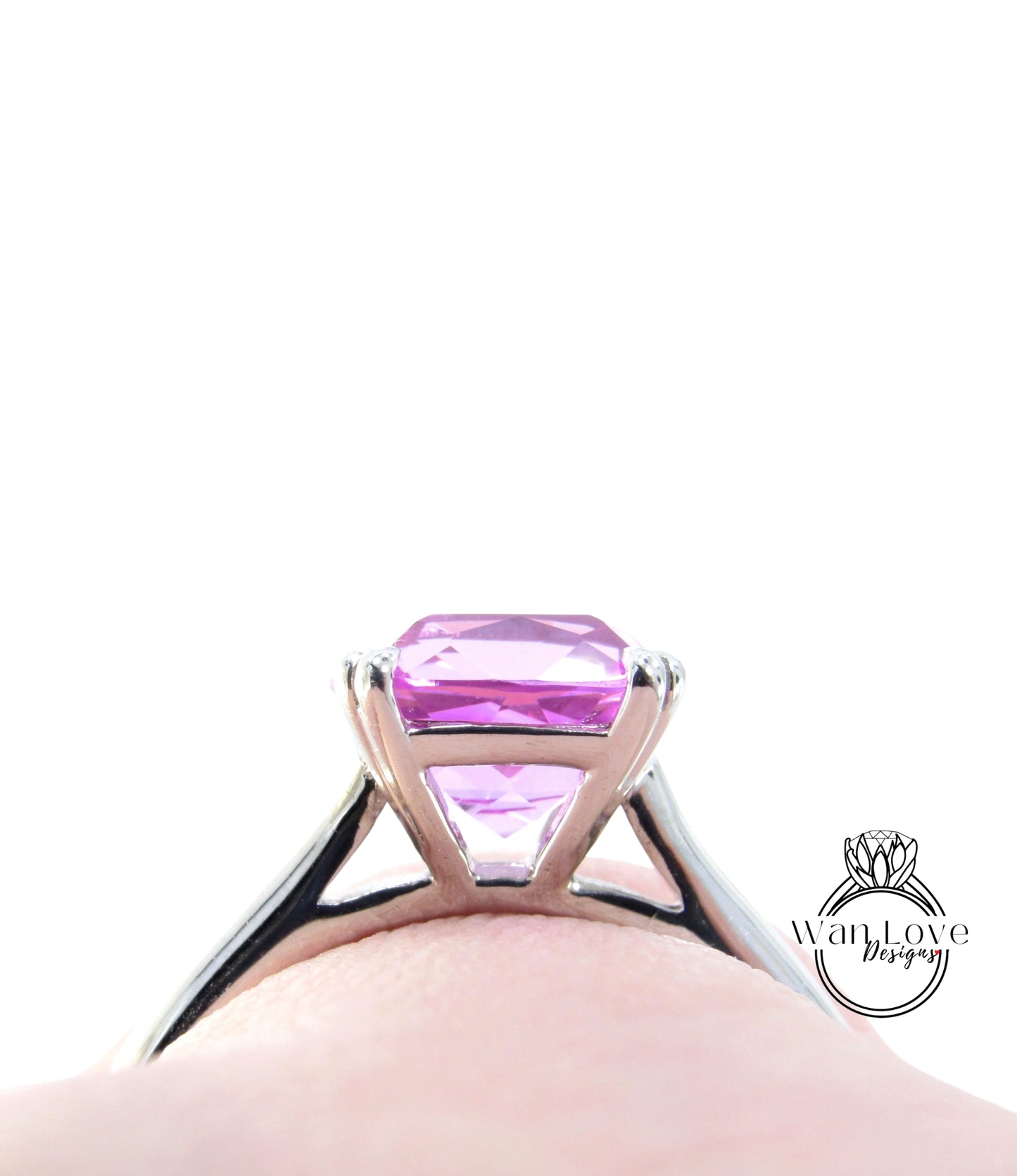 Anello solitario con cuscino da 2,5 3 CT | Anello con zaffiro rosa cuscino | Anello in argento | Anello nuziale | Cuscino Zaffiro Rosa | Anello pronto per la spedizione