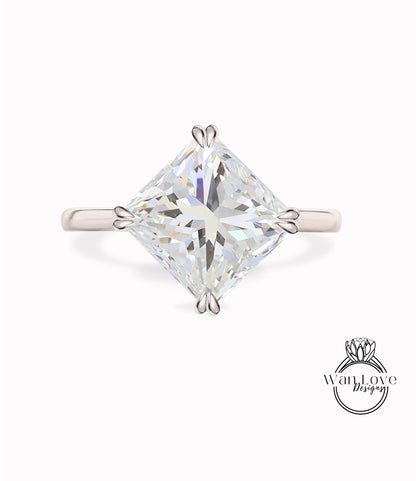 Kite set Princess Diamond Solitaire Double prong Engagement Ring 14k Gold, Lab Diamond Proposal Ring, Ethical Jewelry, Eco Friendly Diamond, IGI Certified HPHT CVD Lab Diamond