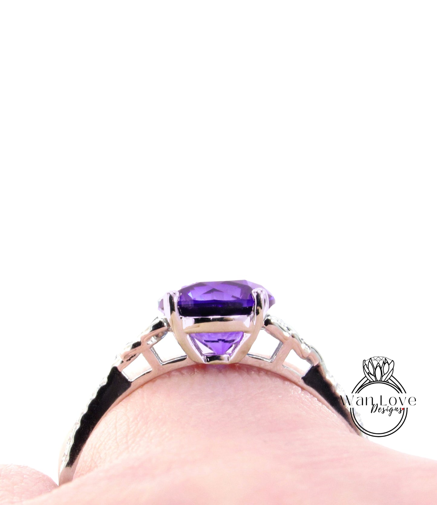 Nodo celtico Set di anelli da sposa con zaffiro alessandrite viola Anello con diamante celtico Anello di fidanzamento ovale Anello con fede nuziale con diamante curvo Anello anniversario