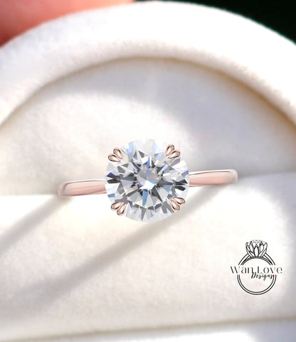 Moissanite engagement ring 4 prong Solitaire tapered ring white gold ring round cut ring vintage ring art deco ring moissanite promise ring