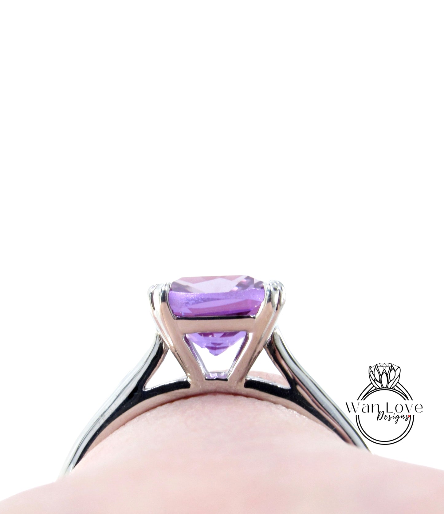 Anello di fidanzamento con zaffiro viola e alessandrite, anello solitario, 3 ct, 8 mm, anello di promessa di gioielli da sposa, regalo di anniversario, pronto