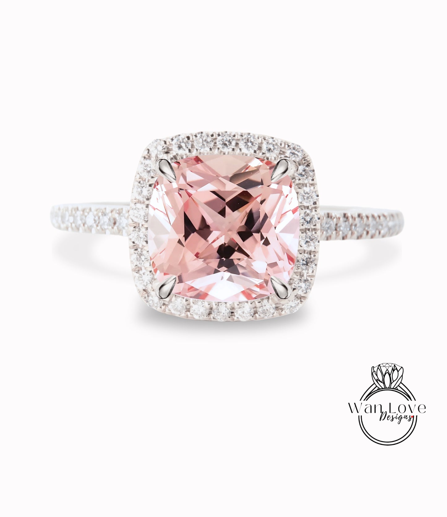 Anello di fidanzamento con zaffiro pesca con taglio a cuscino, anello vintage Art Déco in oro rosa con diamanti, pietra portafortuna, anello di promessa per l'anniversario di matrimonio