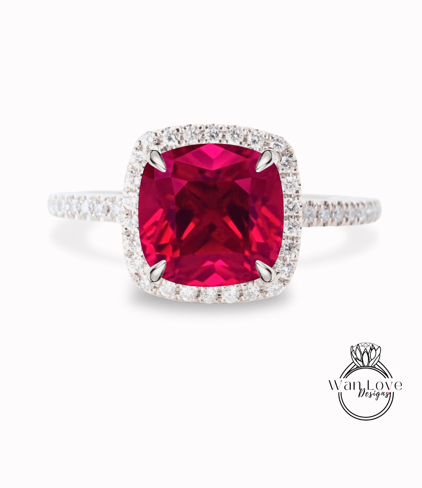 Cushion cut Ruby engagement ring vintage Art deco rose gold diamond halo ring Red Ruby birthstone Bridal wedding Anniversary promise ring