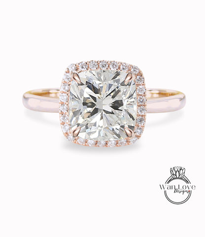 Cuscino Anello di fidanzamento con diamante Anello con diamante certificato mezza eternità anello vintage in oro rosa art deco anello di promessa anniversario solitario