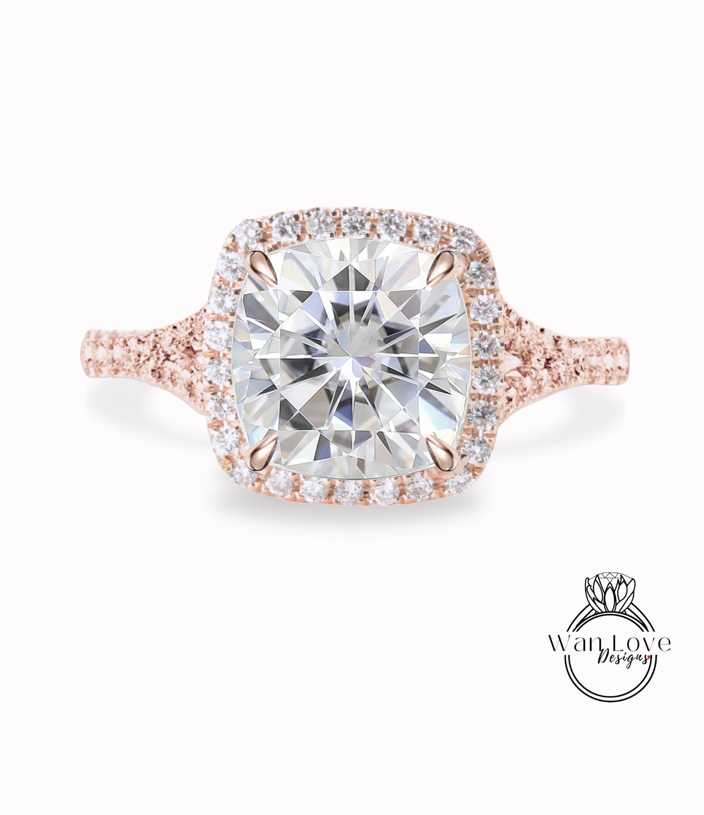 Anello di fidanzamento moissanite anello con diamante alone anello con punta cuscino taglio moissanite diamante anello con gambo diviso anello art deco anello anniversario regalo