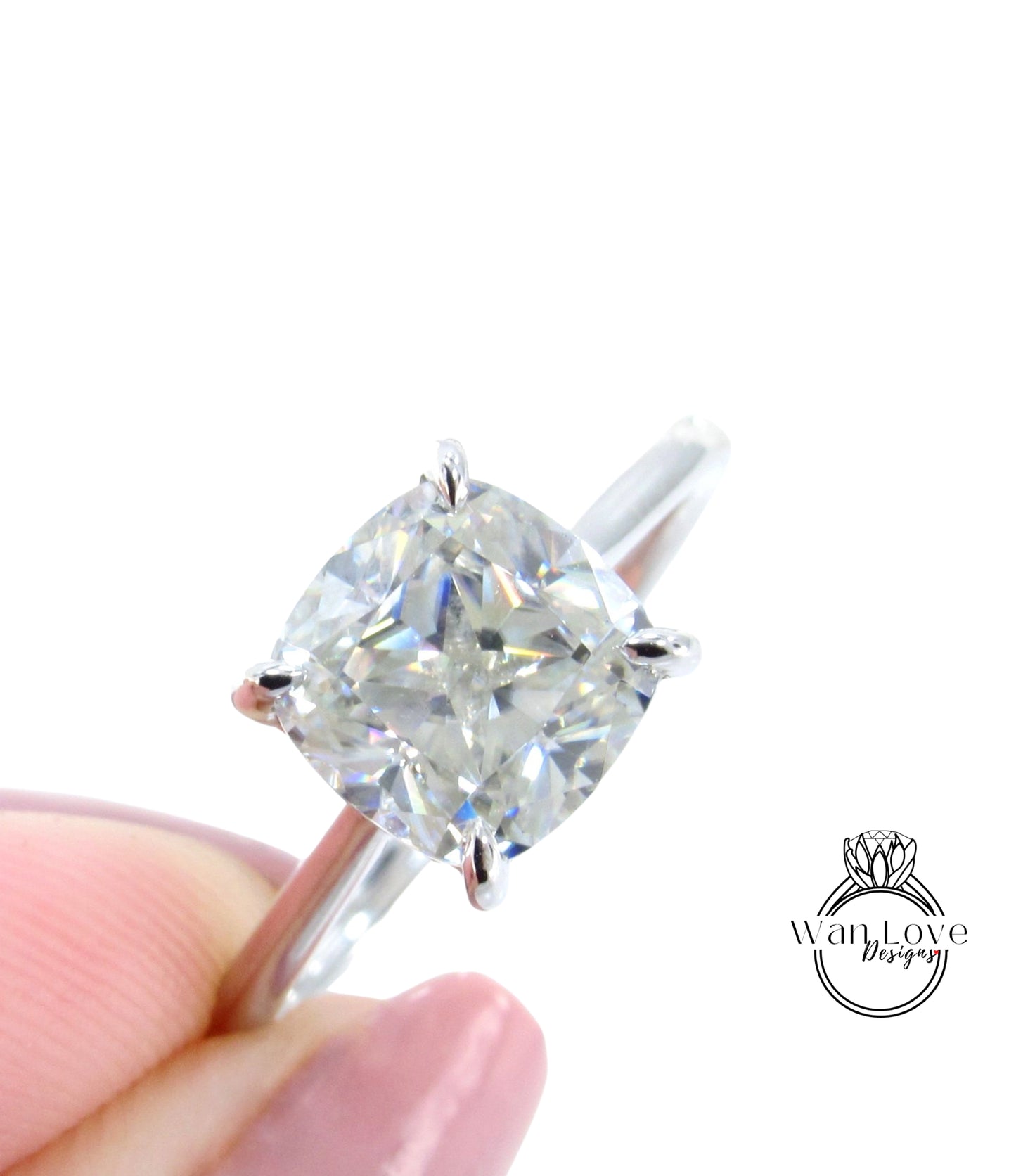 Anello di fidanzamento Moissanite in stile art deco da 2,5 ct, anello vintage in oro bianco, unico alone laterale, minimalista, delicato, anello da sposa, anello di promessa, il suo