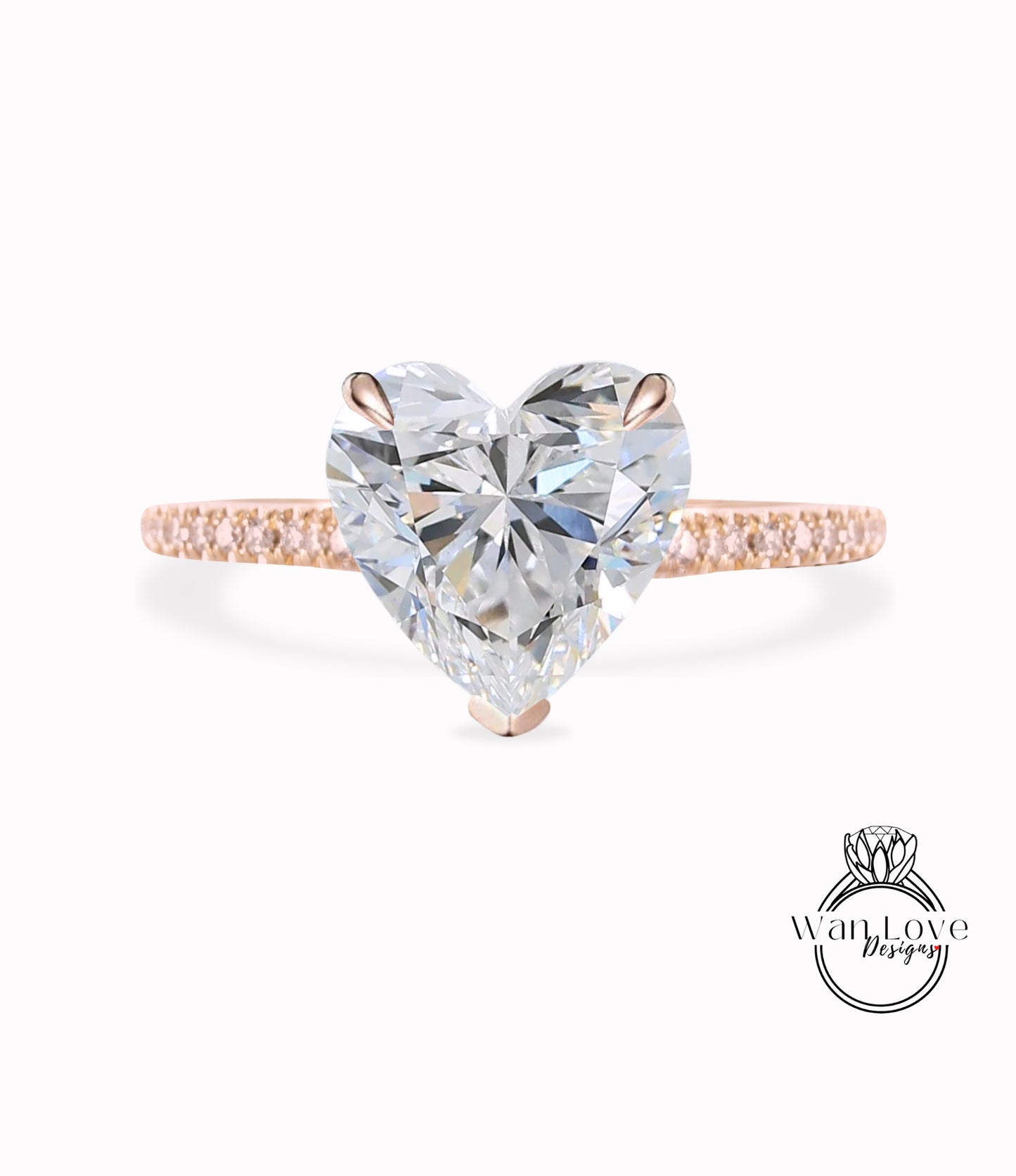 Diamond Heart cu Ring Heart Shaped Celebrity Engagement Ring half eternity 14K/18K white rose gold ring anniversary gift