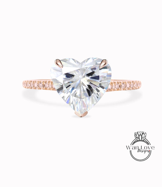 Heart cut Moissanite Ring/ Heart Shaped Celebrity Engagement Ring 14k white Gold Ring For Women/ Anniversary Gift Ring/ Valentines Gift Ring