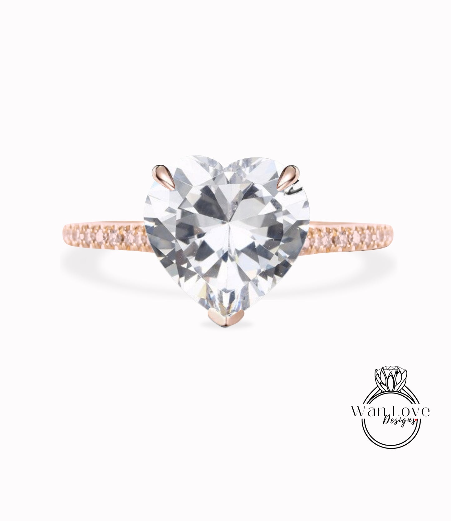 Heart cut White Sapphire Ring Heart Shaped Celebrity Engagement Ring 14k white Gold Ring Women Anniversary Gift Ring Bridal Gift Ring