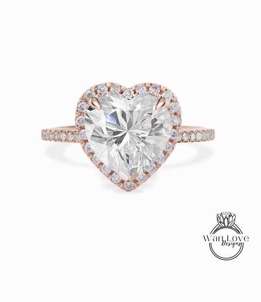 Anello di fidanzamento in Moissanite con taglio a cuore, oro vintage per donna, anello antico con diamanti Halo Moissanite a forma di cuore, regalo per l'anniversario della sposa