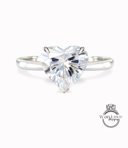 Heart Moissanite engagement ring vintage Diamond alternative rose gold engagement ring heart cut wedding art deco Anniversary gift for her