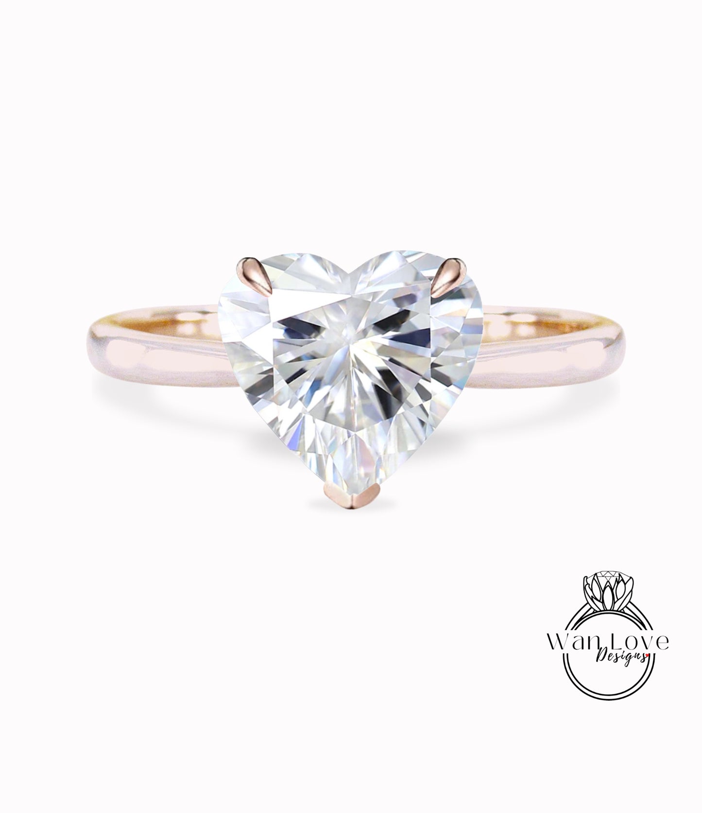 Heart Moissanite engagement ring vintage Diamond alternative rose gold engagement ring heart cut wedding art deco Anniversary gift for her