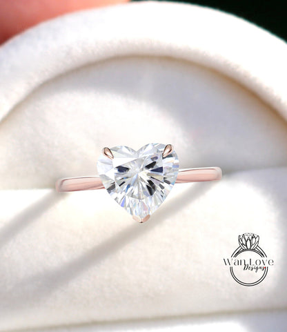 Heart Moissanite engagement ring vintage Diamond alternative rose gold engagement ring heart cut wedding art deco Anniversary gift for her