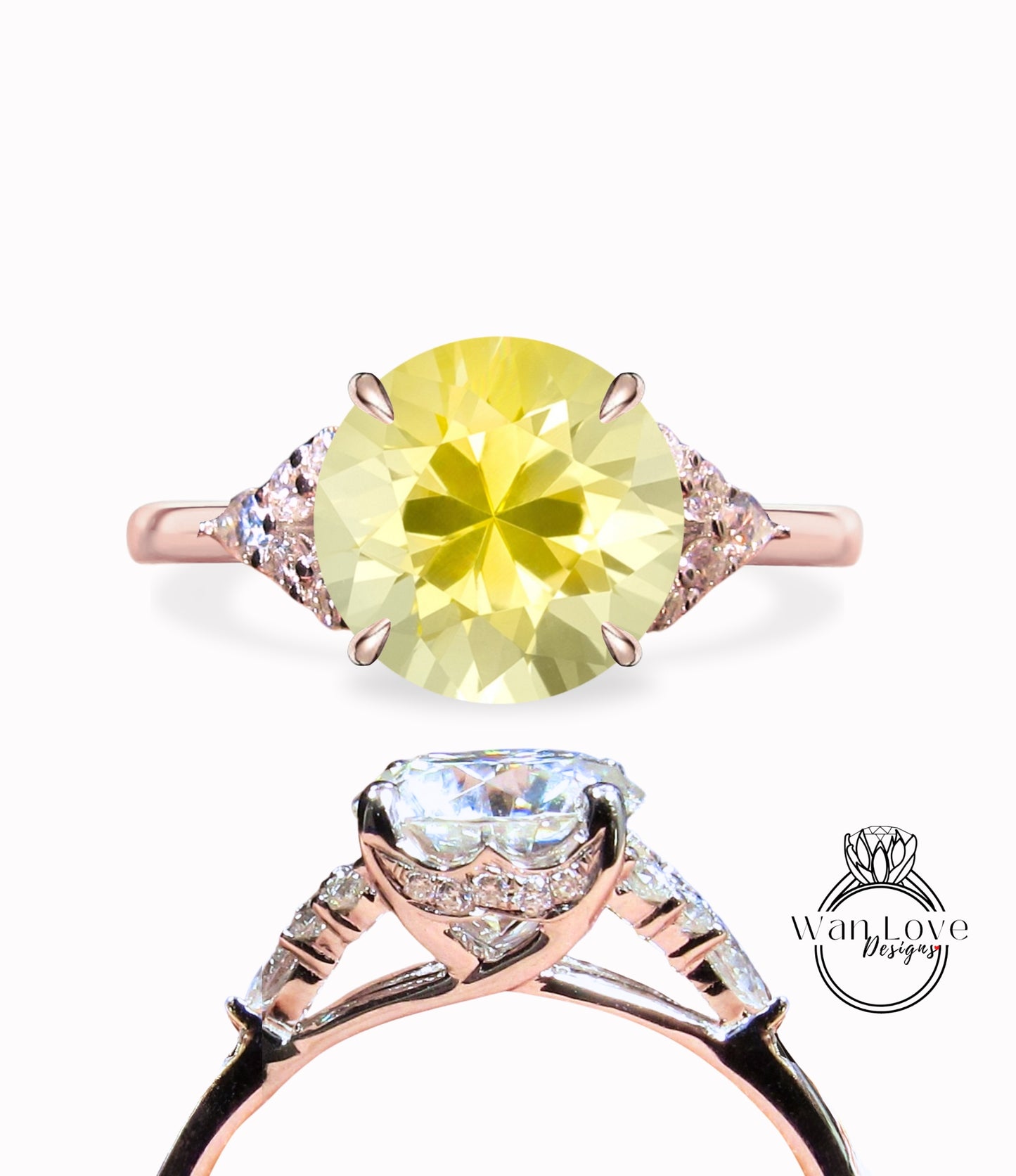 Anello di fidanzamento rotondo con zaffiro rosa chiaro vintage in oro rosa Art Deco Cluster anello di fidanzamento da donna 8 poli Moissanite anniversario di matrimonio