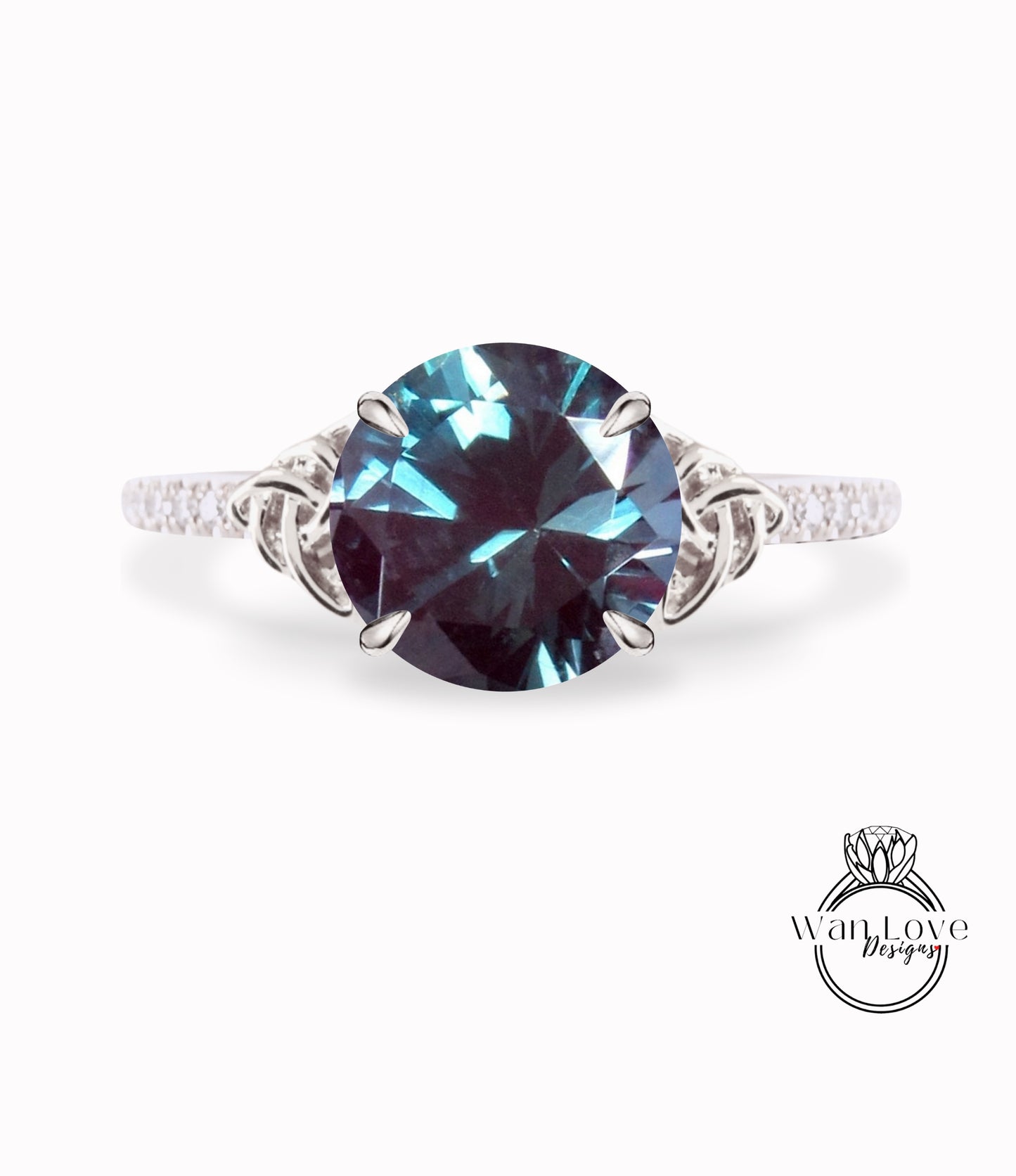 Anello di fidanzamento con alessandrite e diamante, nodo celtico, rotondo, personalizzato, matrimonio, oro rosa giallo bianco 14k 18k, platino, anniversario