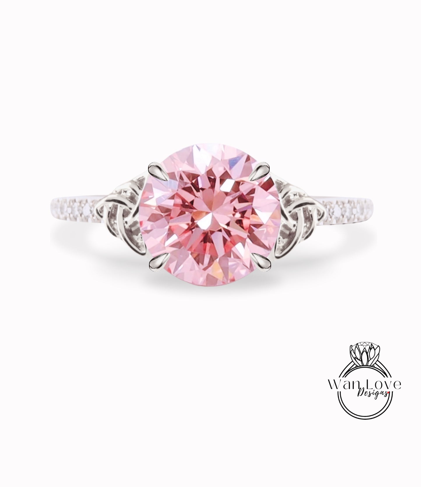 Anello di fidanzamento con diamanti con nodo celtico | Anello di fidanzamento in oro massiccio 14k fatto a mano con diamanti da laboratorio IGI