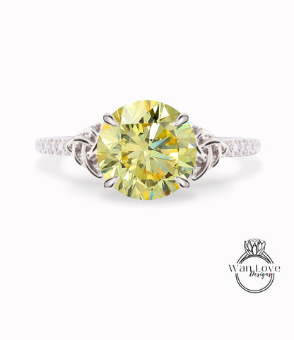 Anello di fidanzamento con diamanti con nodo celtico | Anello di fidanzamento in oro massiccio 14k fatto a mano con diamanti da laboratorio IGI