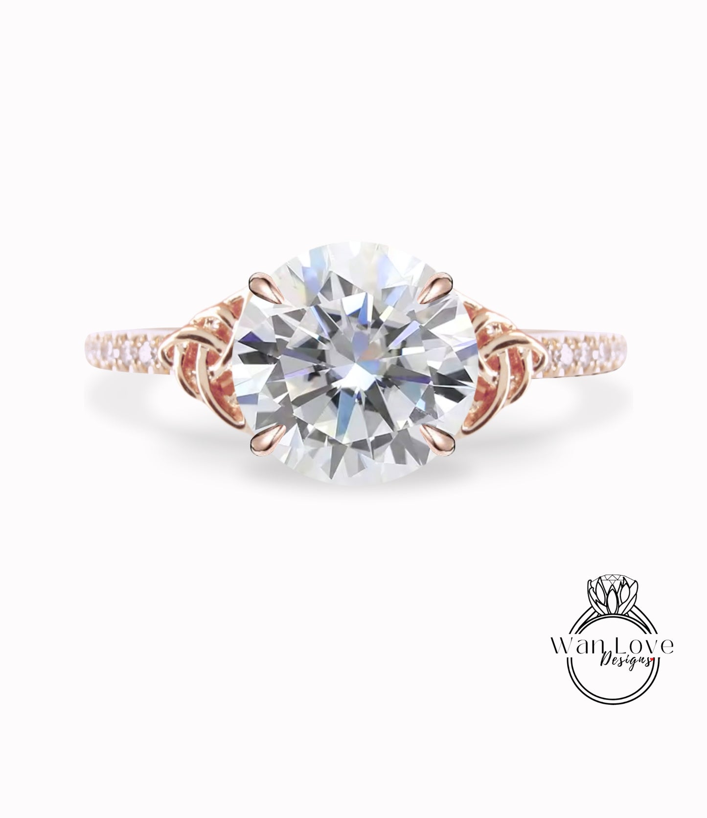 Anello di fidanzamento con diamanti con nodo celtico | Anello di fidanzamento in oro massiccio 14k fatto a mano con diamanti da laboratorio IGI