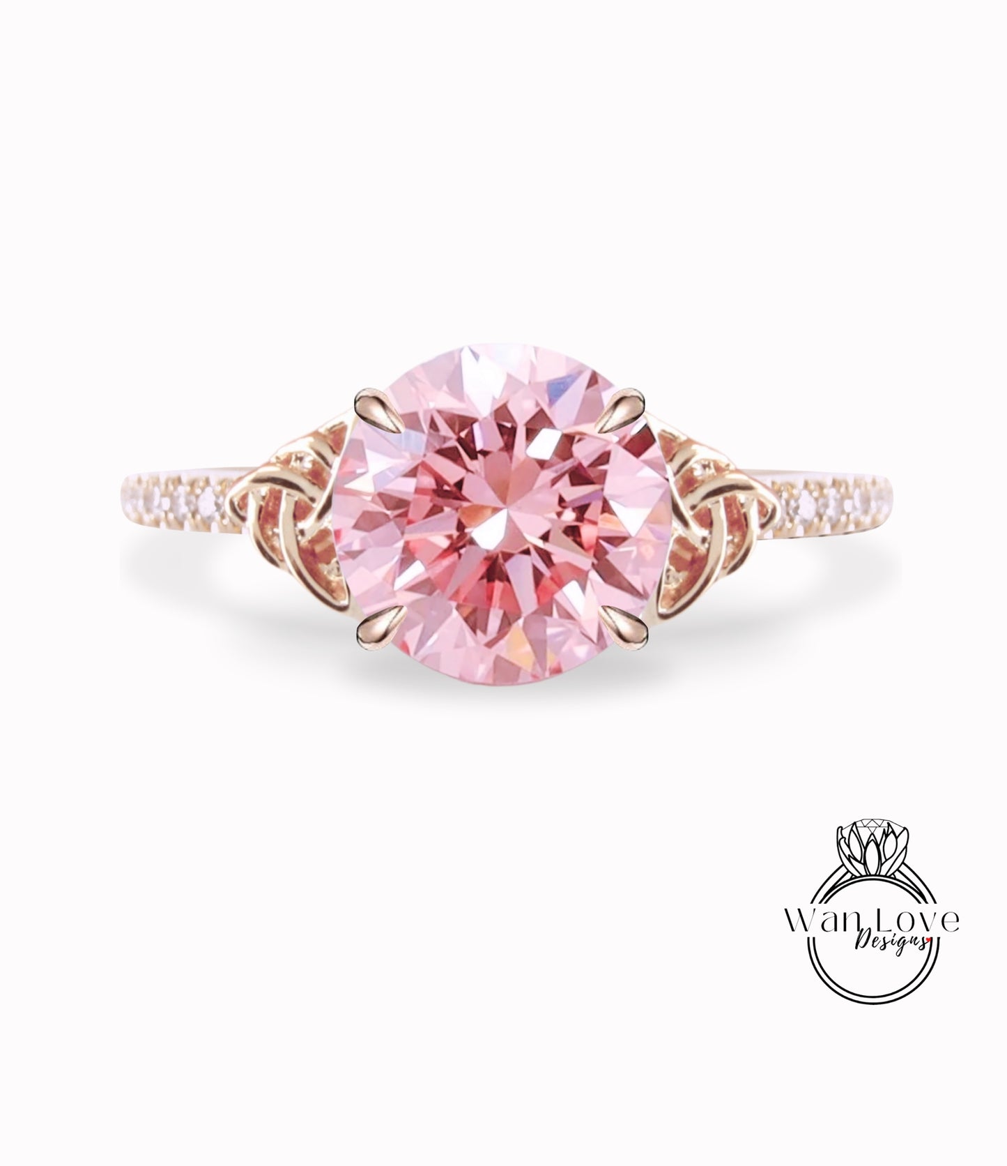 Anello di fidanzamento con diamanti con nodo celtico | Anello di fidanzamento in oro massiccio 14k fatto a mano con diamanti da laboratorio IGI