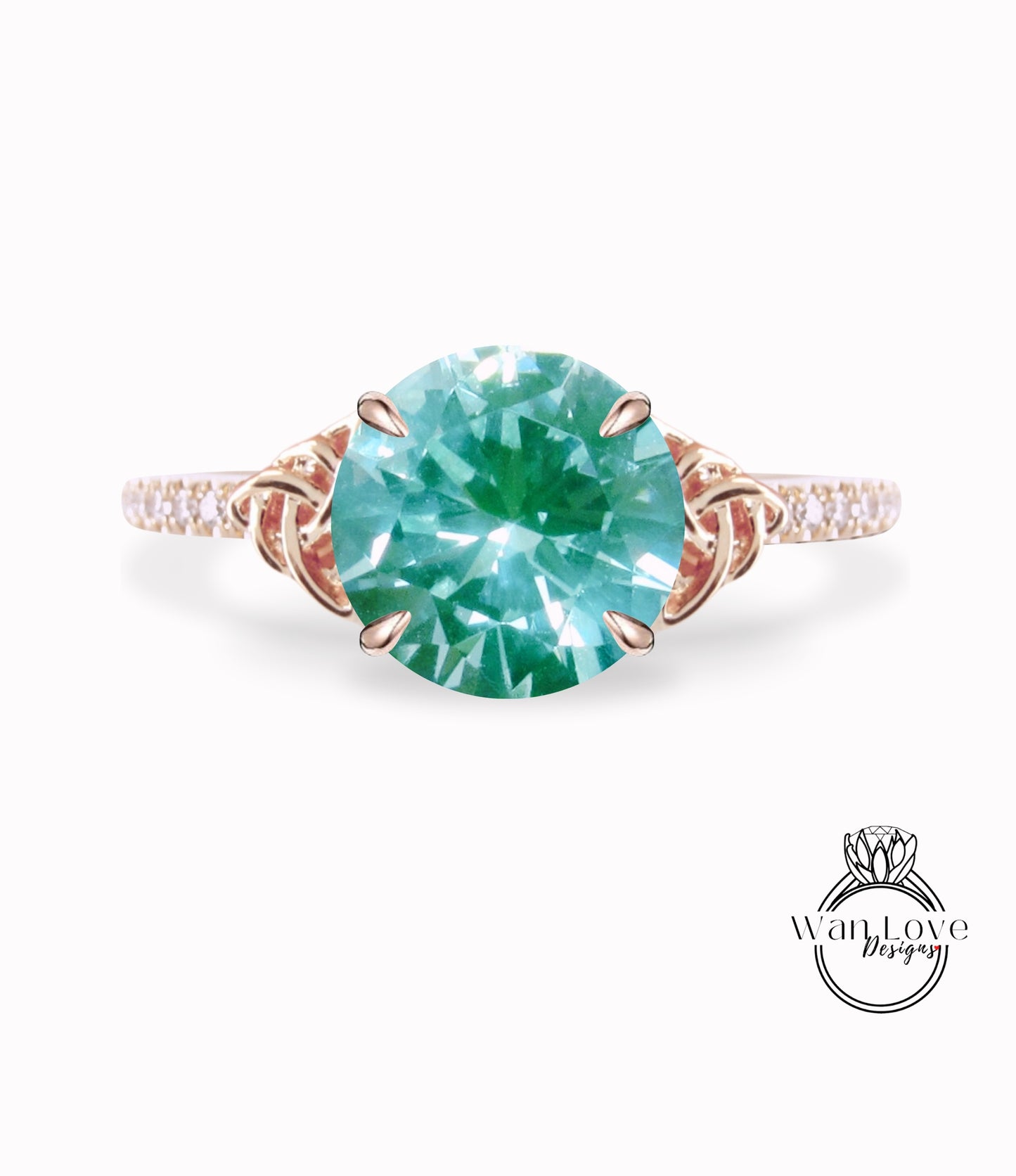 Anello di fidanzamento celtico rotondo con zaffiro rosa chiaro fascia mezza eternità in oro bianco Anello nuziale con diamante celtico Anello di promessa di anniversario