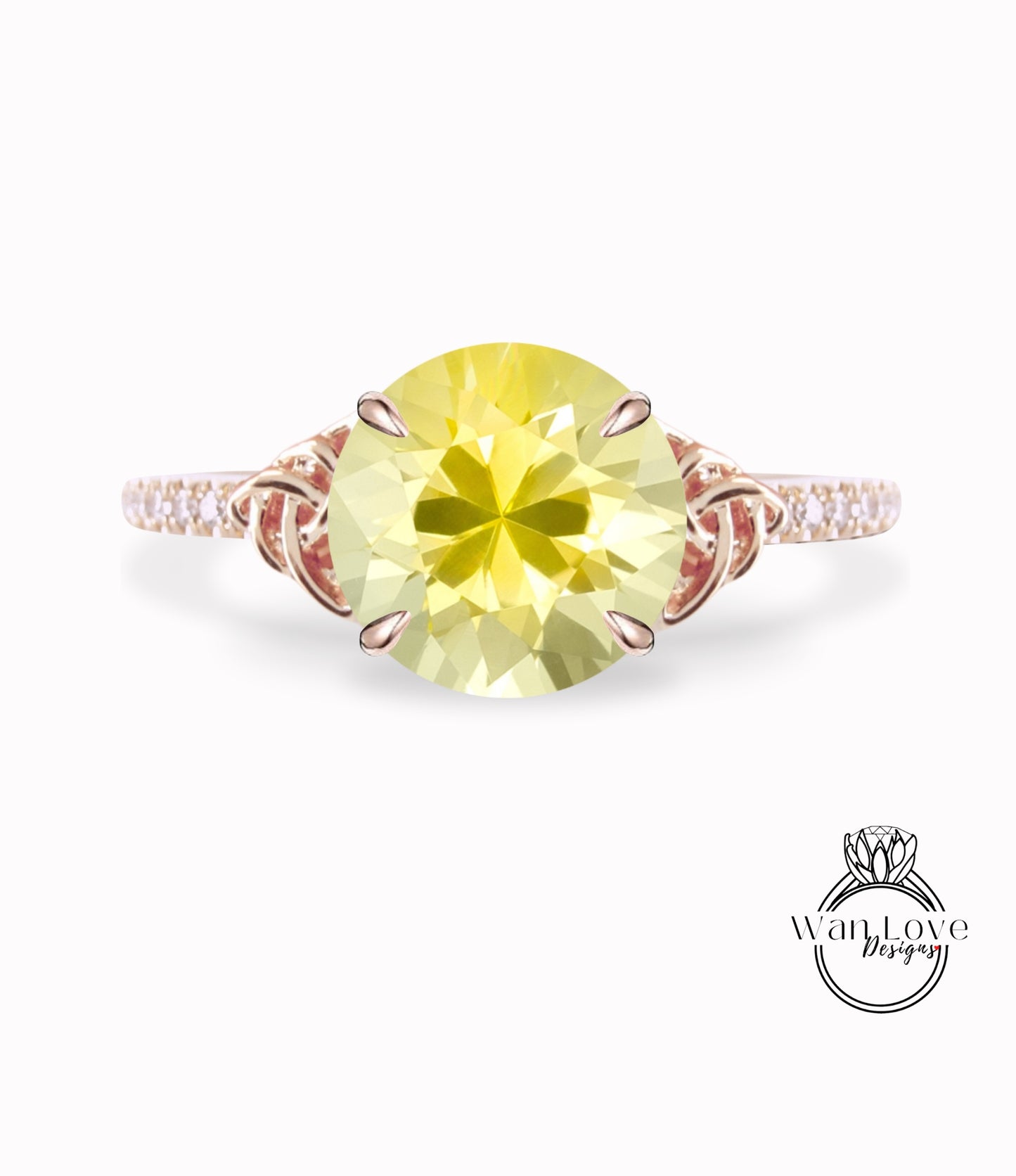 Anello di fidanzamento celtico rotondo con zaffiro rosa chiaro fascia mezza eternità in oro bianco Anello nuziale con diamante celtico Anello di promessa di anniversario