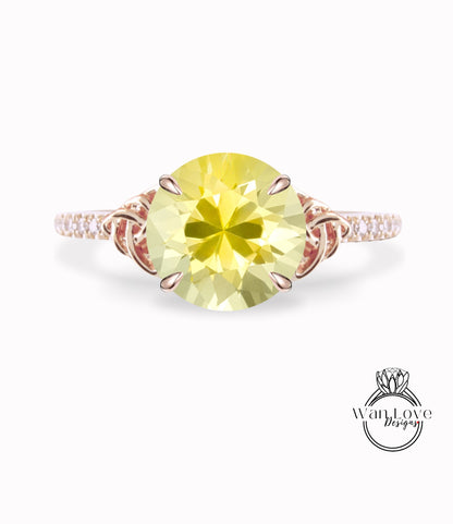 Anello di fidanzamento celtico rotondo con zaffiro rosa chiaro fascia mezza eternità in oro bianco Anello nuziale con diamante celtico Anello di promessa di anniversario