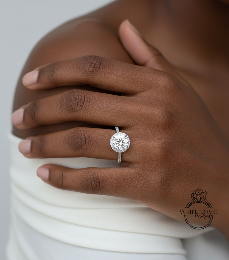 Anello di fidanzamento cattedrale Halo rotondo con zaffiro rosa e diamanti, 2 ct 8 mm, oro bianco, matrimonio, regalo di anniversario, pronto per la spedizione