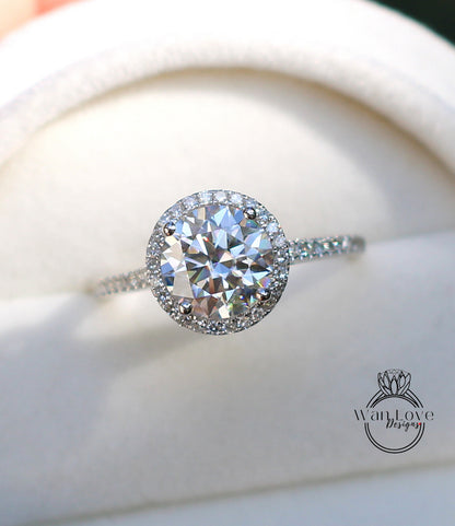 Anello di fidanzamento cattedrale Halo rotondo con zaffiro rosa e diamanti, 2 ct 8 mm, oro bianco, matrimonio, regalo di anniversario, pronto per la spedizione