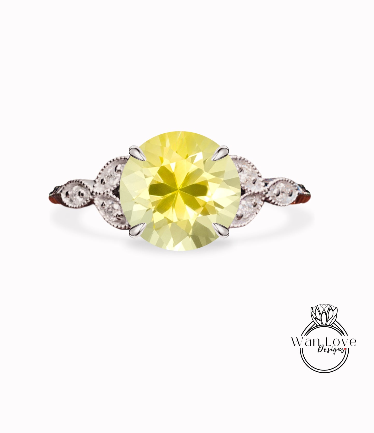 Anello di fidanzamento Halo con zaffiro giallo e diamante rotondo 14k 18k bianco giallo oro rosa-platino-su misura-anniversario di matrimonio