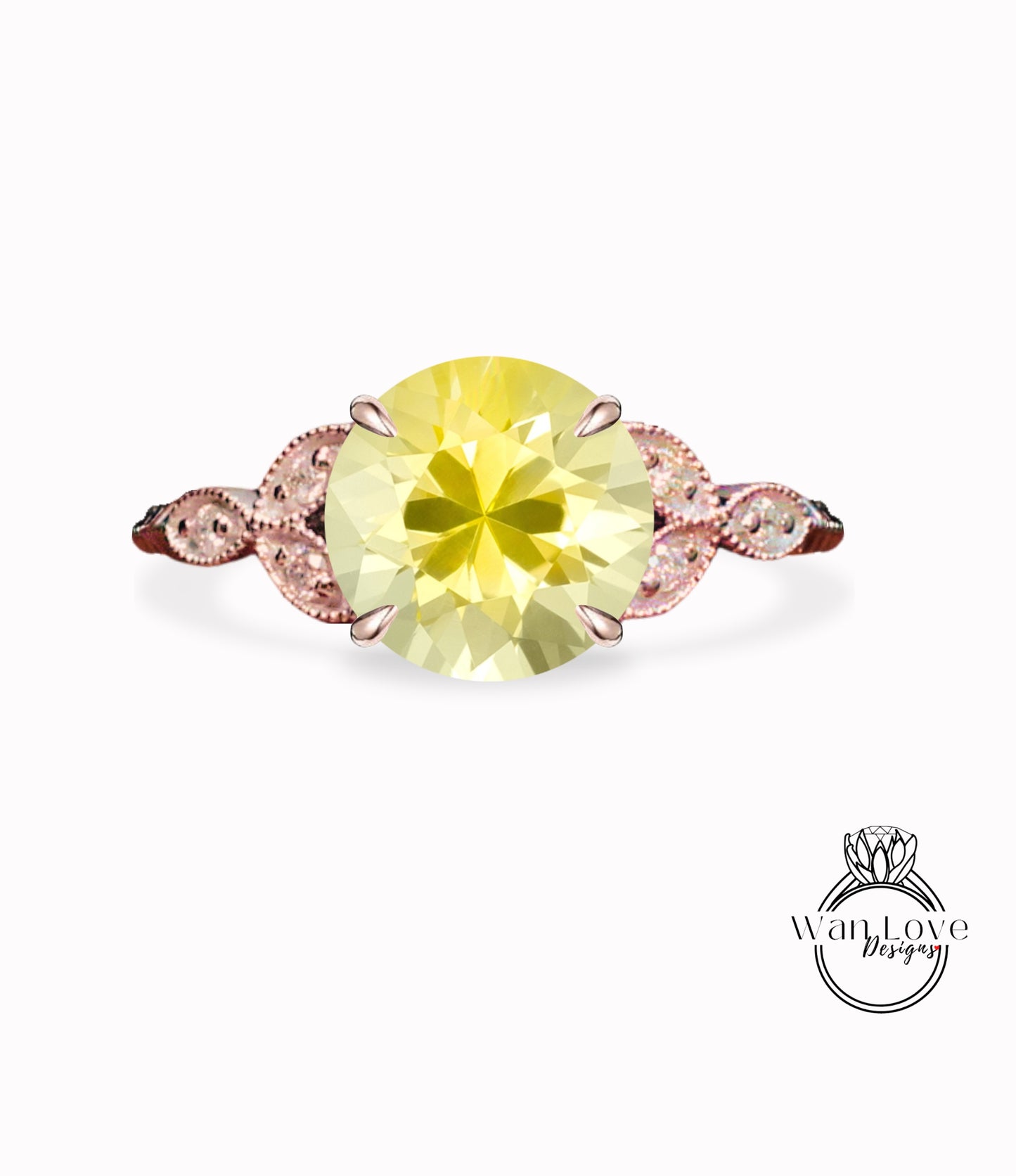 Anello di fidanzamento Halo con zaffiro giallo e diamante rotondo 14k 18k bianco giallo oro rosa-platino-su misura-anniversario di matrimonio