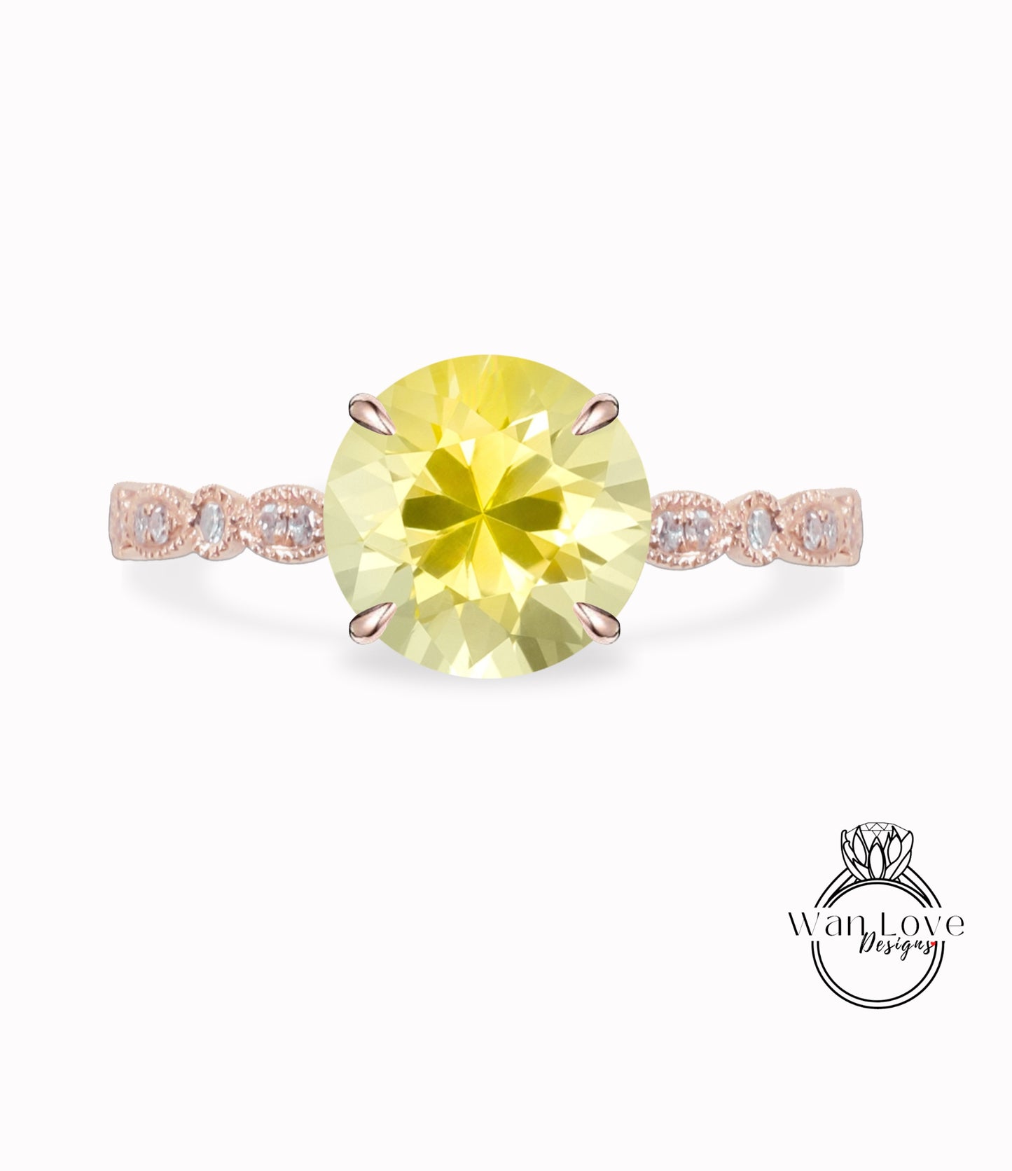 Anello di fidanzamento Halo con zaffiro giallo e diamante rotondo 14k 18k bianco giallo oro rosa-platino-su misura-anniversario di matrimonio