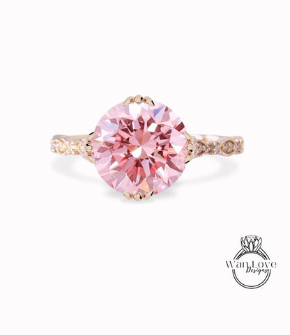 Anello di fidanzamento con diamanti con nodo celtico | Anello di fidanzamento in oro massiccio 14k fatto a mano con diamanti da laboratorio IGI