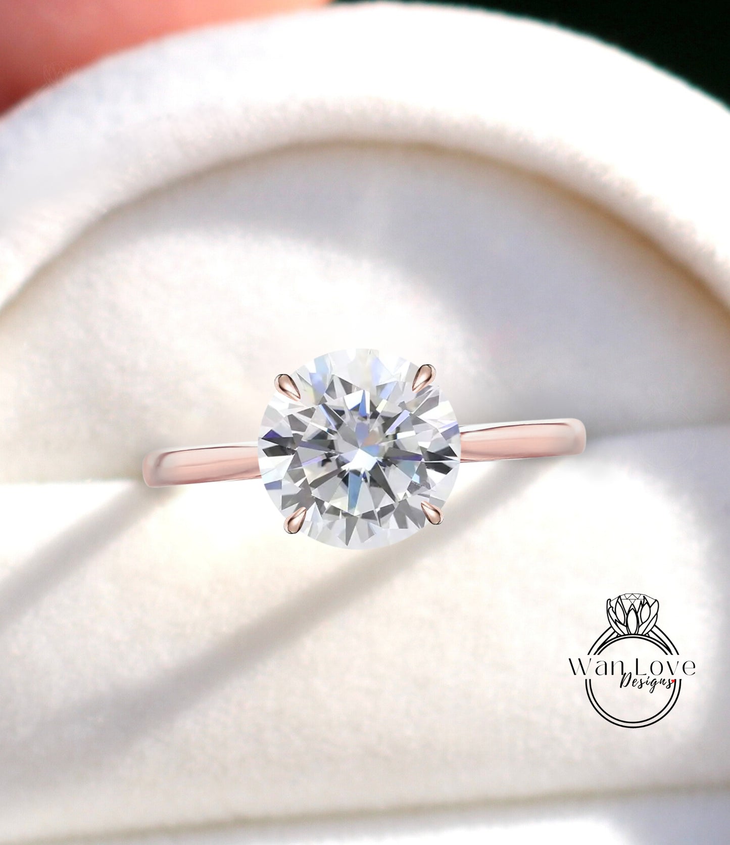 Anello di fidanzamento rotondo Moissanite Diamond Side Halo, anello art deco con diamante Moissanite minimalista affusolato promessa di matrimonio per l'anniversario della sposa