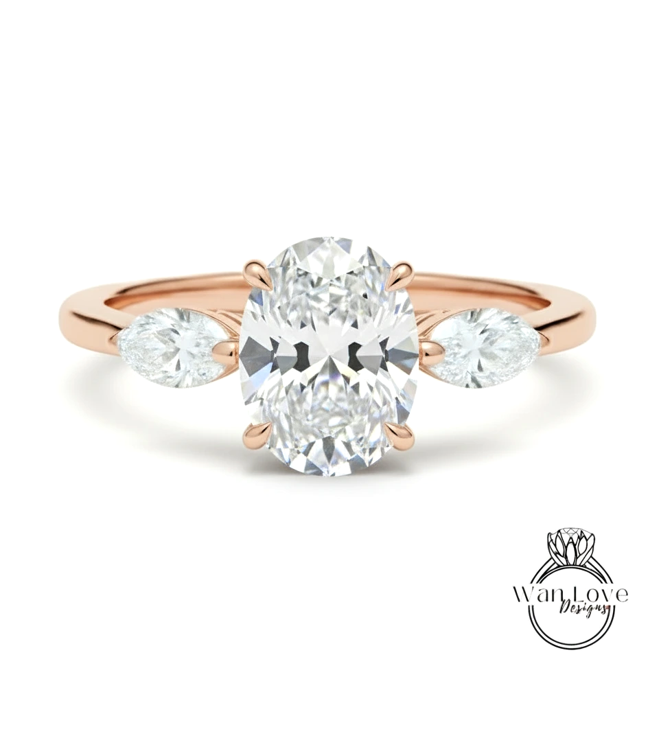 a beautiful engagement ring with a large oval-shaped diamond set in a rose gold band.