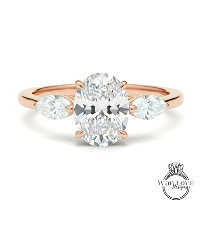 a beautiful engagement ring with a large oval-shaped diamond set in a rose gold band.