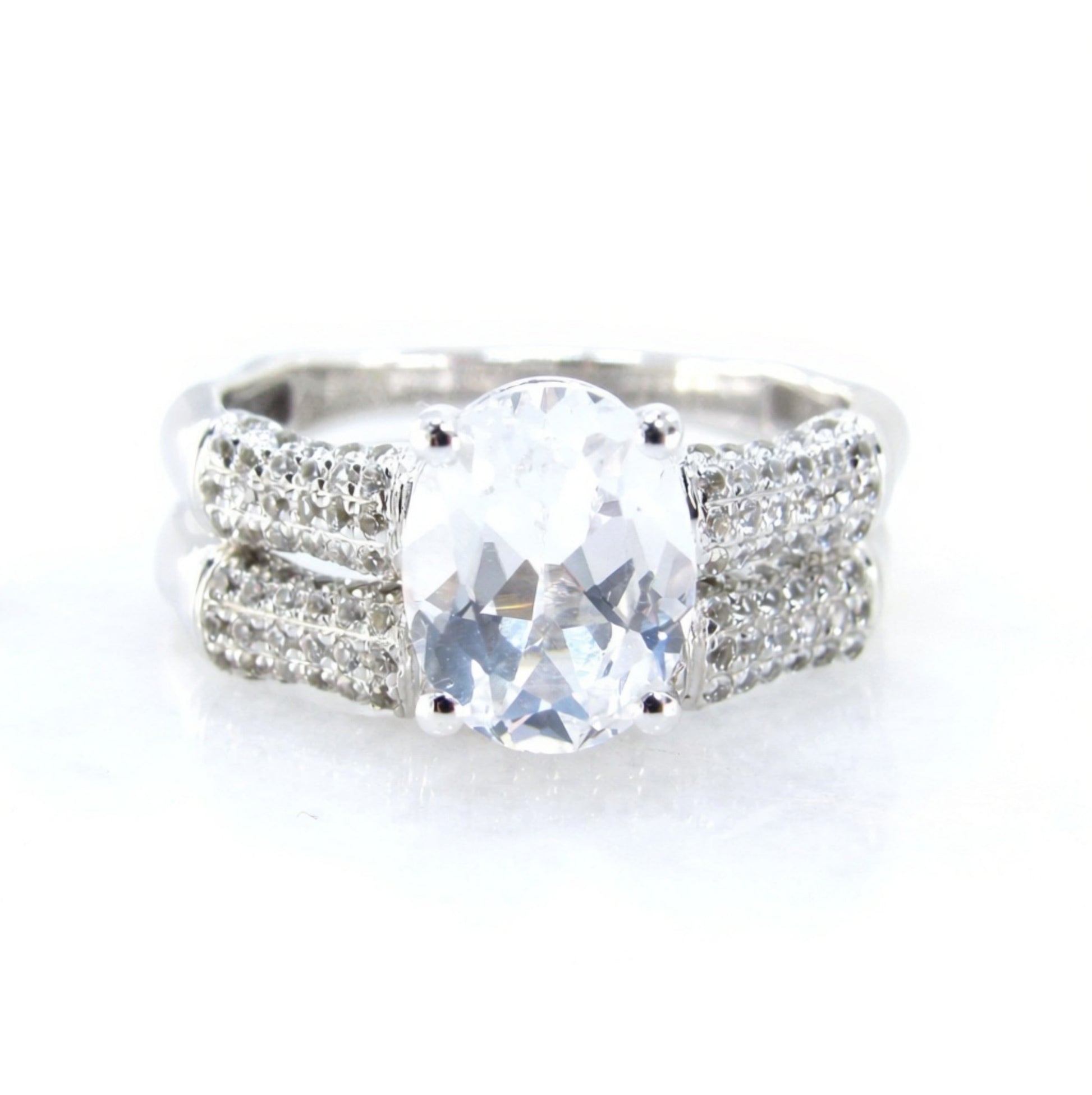 Oval Bamboo White Sapphire Engagement Ring Set, 3ct oval Pave Wedding Band set bamboo White Gold wedding jewelry Anniversary promise Gift Wan Love Designs