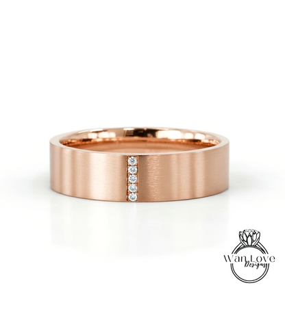 Solid gold men band flat wedding band Vintage Art deco Saphire band 14k solid white gold wedding band unique Bridal ring Anniversary Gift