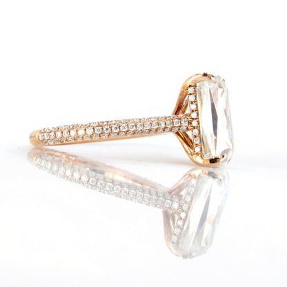 Ready to ship 6ct Vintage Moissanite Engagement Ring Rose Gold Criss Cut Emerald Cut Ring side Halo Moissanite ring Bridal Anniversary ring Wan Love Designs