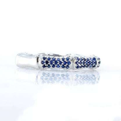 Bamboo Blue Sapphire Wedding Band Stacking Ring Custom Anniversary Ready to Ship Wan Love Designs