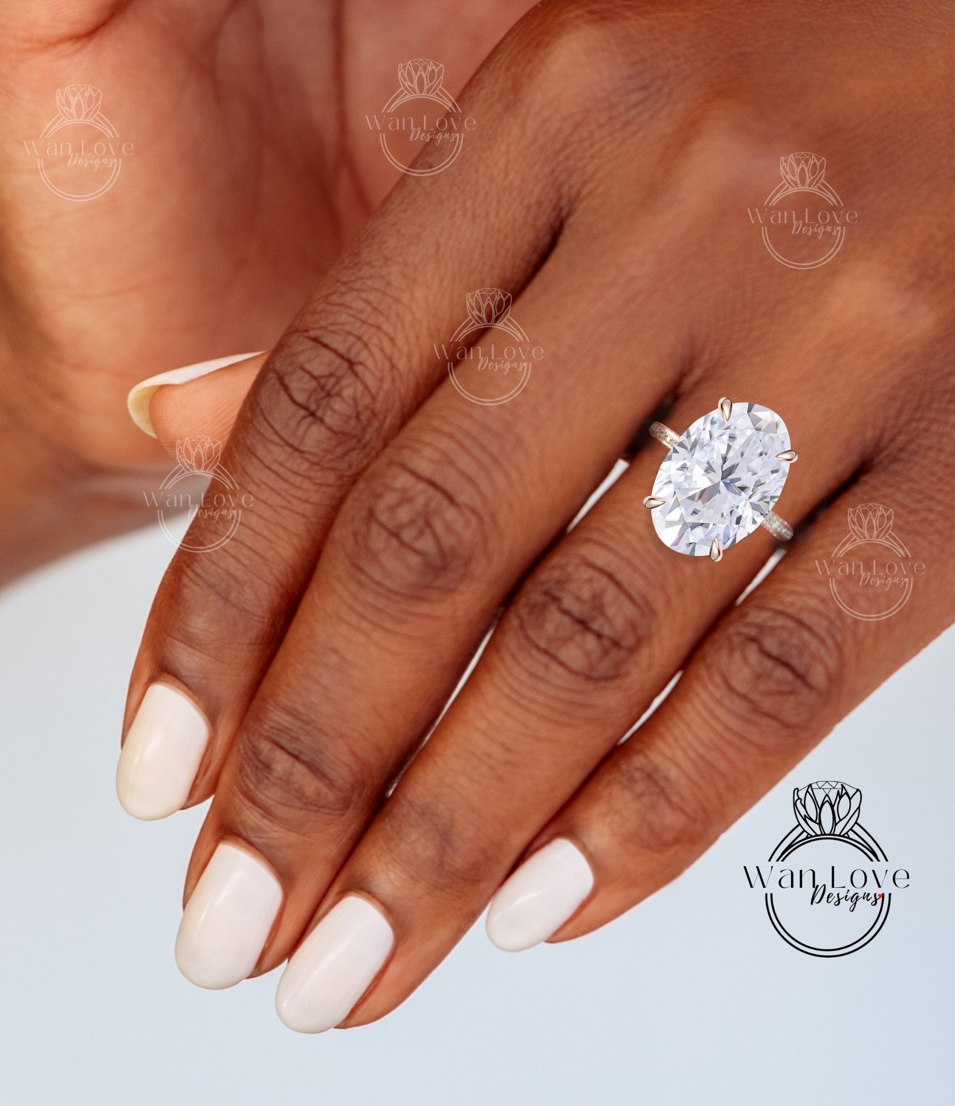 9ct Celebrity style Moissanite Diamond Engagement Ring, Oval cut Moissanite Ring, Diamonds side hidden halo ring, Bridal Wedding Ring her Wan Love Designs