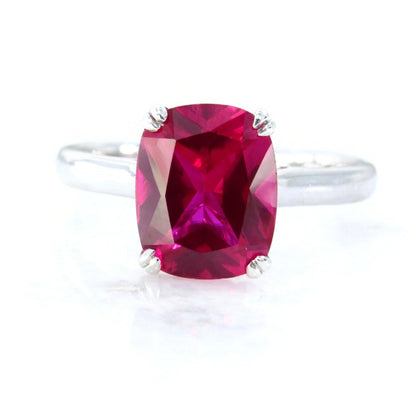 Ruby Elongated Cushion Engagement Ring Solitaire 4ct Carat Vintage Wedding Bridal ring Anniversary promise prong ring Gift-Ready to Ship Wan Love Designs