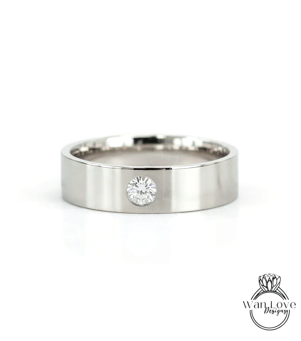 Solid gold mens band Diamond wedding band Art deco Round band 14K 18K rose gold Vintage Bridal ring unique Promise ring Anniversary ring